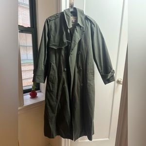 Green Trench Coat - 2 in 1 Sherpa removable lining